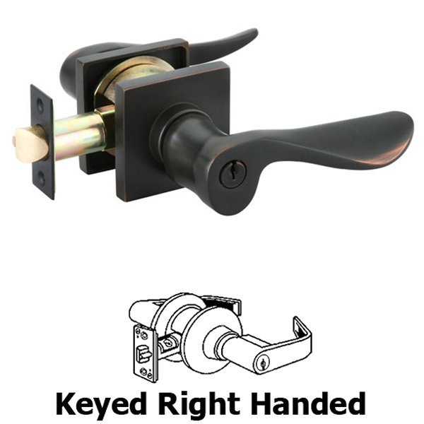 Emtek Keyed Right Handed Luzern Lever With Square Rose in Oil Rubbed Bronze