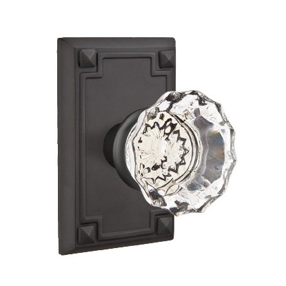 Emtek Astoria Privacy Door Knob with Arts & Crafts Rectangular Rose in Flat Black