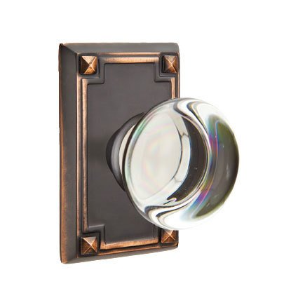 Emtek Providence Privacy Door Knob and Arts & Crafts Rectangular Rose with Concealed Screws in Oil Rubbed Bronze