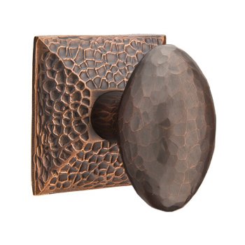 Emtek Privacy Hammered Egg Door Knob with Hammered Rose in Oil Rubbed Bronze