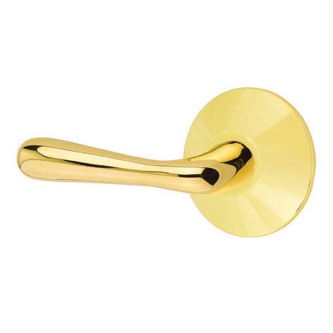 Emtek Privacy Basel Left Handed Door Lever And Modern Rose with Concealed Screws in Unlacquered Brass