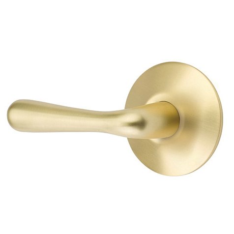 Emtek Privacy Basel Left Handed Door Lever With Modern Rose in Satin Brass