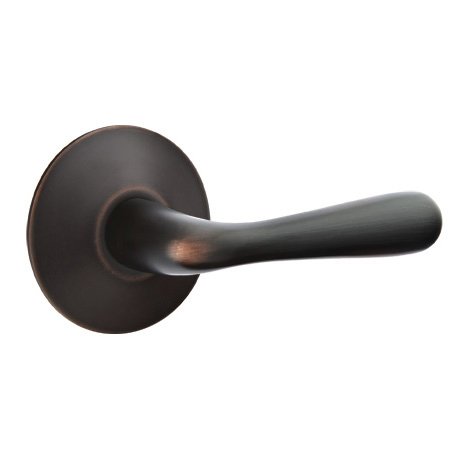 Emtek Privacy Basel Right Handed Door Lever And Modern Rose with Concealed Screws in Oil Rubbed Bronze