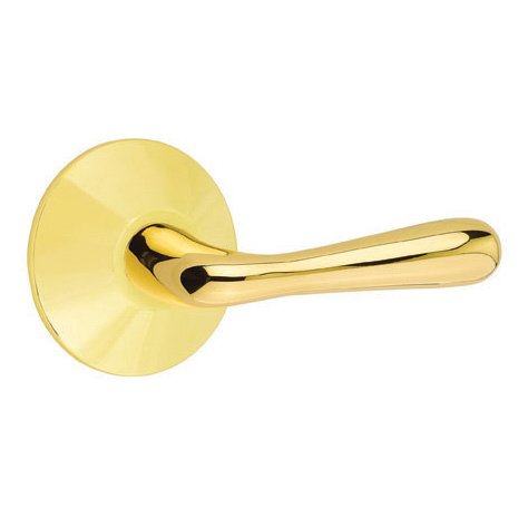 Emtek Privacy Basel Right Handed Door Lever With Modern Rose in Unlacquered Brass