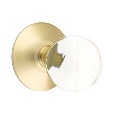 Emtek Bristol Privacy Door Knob with Modern Rose and Concealed Screws in Satin Brass