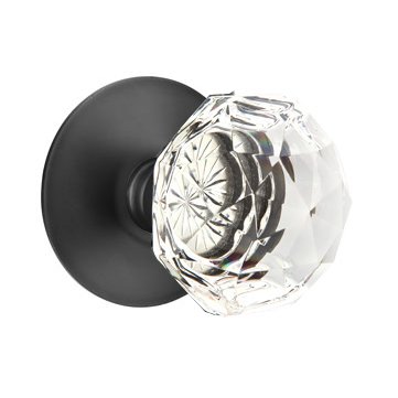 Emtek Diamond Privacy Door Knob and Modern Rose with Concealed Screws in Flat Black