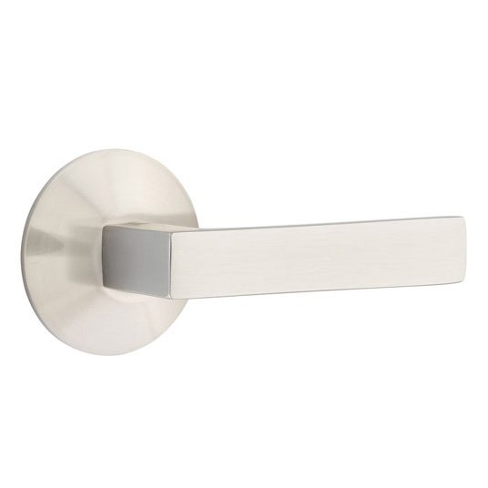 Emtek Privacy Dumont Right Handed Lever with Modern Rose and Concealed Screws in Satin Nickel