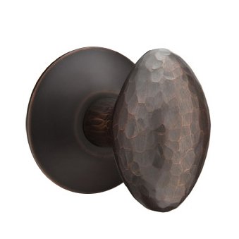 Emtek Privacy Hammered Egg Door Knob With Modern Rose in Oil Rubbed Bronze