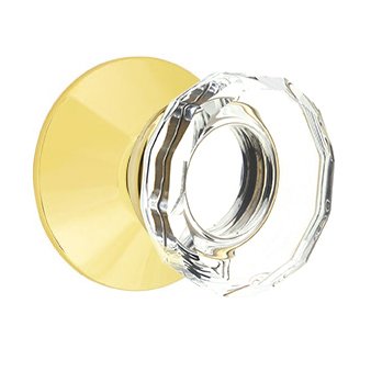Emtek Lowell Privacy Door Knob and Modern Rose with Concealed Screws in Unlacquered Brass
