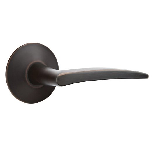 Emtek Privacy Poseidon Right Handed Door Lever With Modern Rose in Oil Rubbed Bronze