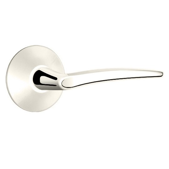 Emtek Privacy Poseidon Right Handed Door Lever With Modern Rose in Polished Nickel