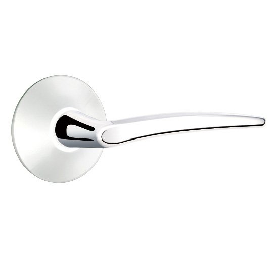 Emtek Privacy Poseidon Right Handed Door Lever With Modern Rose in Polished Chrome