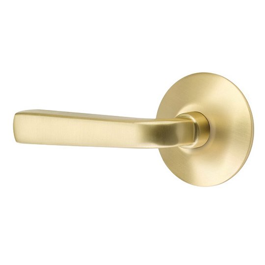 Emtek Privacy Sion Left Handed Door Lever And Modern Rose with Concealed Screws in Satin Brass