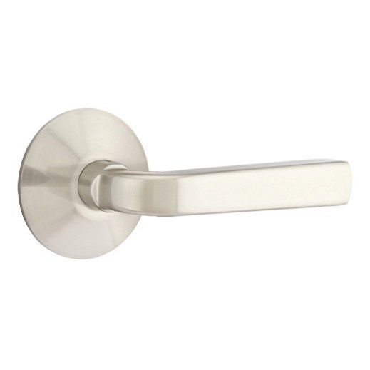 Emtek Privacy Sion Right Handed Door Lever And Modern Rose with Concealed Screws in Satin Nickel