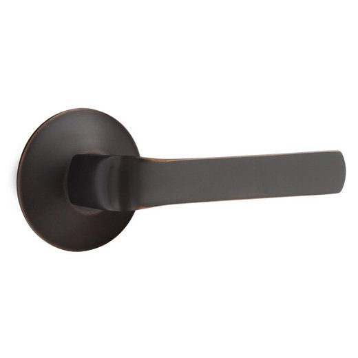 Emtek Privacy Spencer Right Handed Lever with Modern Rose and Concealed Screws in Oil Rubbed Bronze