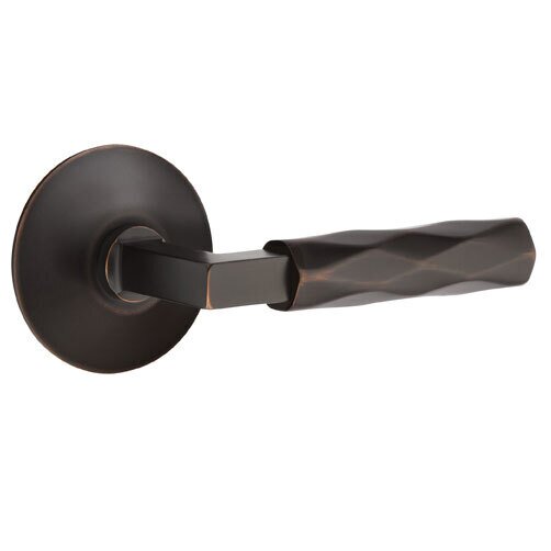 Emtek Privacy Tribeca Right Handed Lever with L-Square Stem and Modern Rose in Oil Rubbed Bronze