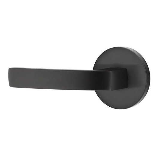 Emtek Privacy Breslin Left Handed Lever with Disk Rose in Flat Black