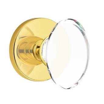 Emtek Hampton Privacy Door Knob with Disk Rose in Unlacquered Brass