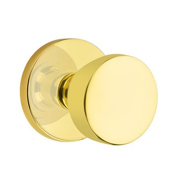 Emtek Privacy Laurent Door Knob With Disk Rose in Unlacquered Brass