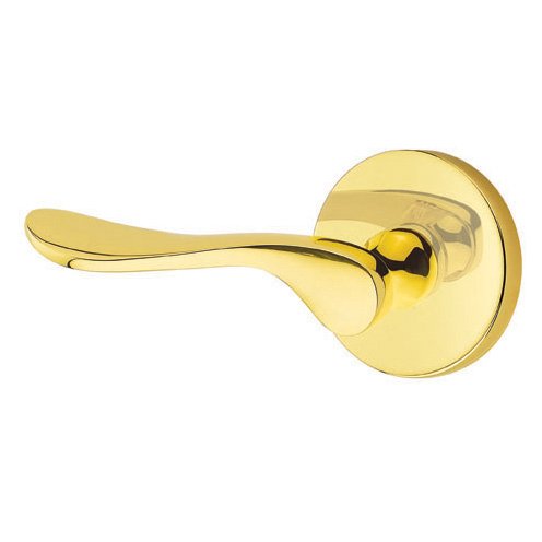 Emtek Privacy Luzern Left Handed Door Lever And Disk Rose with Concealed Screws in Unlacquered Brass