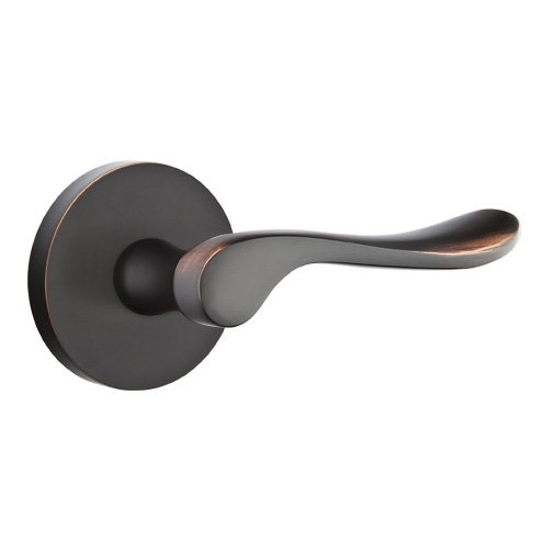 Emtek Privacy Luzern Right Handed Door Lever With Disk Rose in Oil Rubbed Bronze