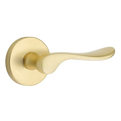 Emtek Privacy Luzern Right Handed Door Lever With Disk Rose in Satin Brass