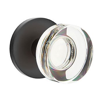 Emtek Modern Disc Glass Privacy Door Knob with Disk Rose in Flat Black