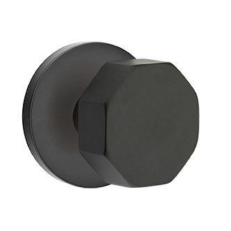 Emtek Privacy Octagon Door Knob And Disk Rose With Concealed Screws in Flat Black