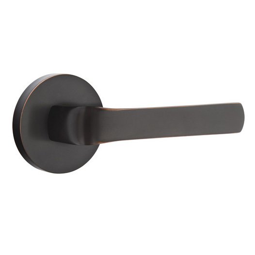Emtek Privacy Spencer Right Handed Lever with Disk Rose and Concealed Screws in Oil Rubbed Bronze