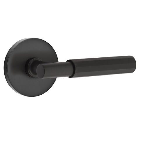 Emtek Privacy Faceted Right Handed Lever with T-Bar Stem and Disc Rose in Flat Black