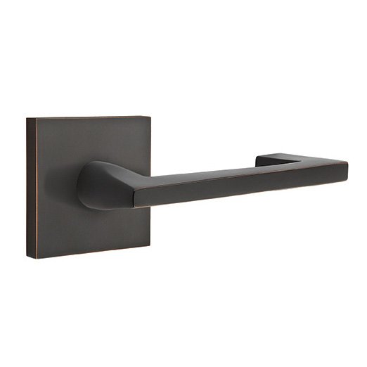 Emtek Privacy Argos Right Handed Door Lever With Square Rose in Oil Rubbed Bronze
