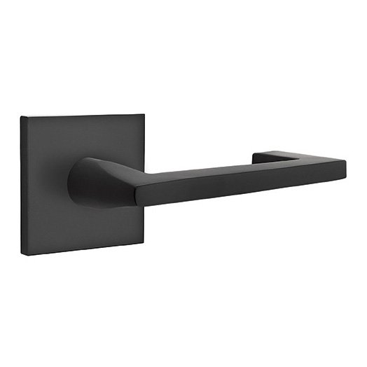 Emtek Privacy Argos Right Handed Door Lever With Square Rose in Flat Black