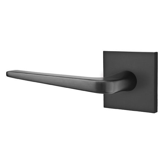 Emtek Privacy Athena Left Handed Door Lever With Square Rose in Flat Black