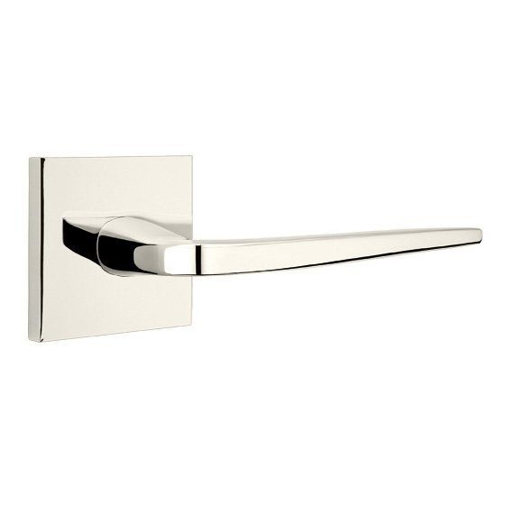 Emtek Privacy Athena Right Handed Door Lever With Square Rose in Polished Nickel