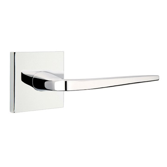 Emtek Privacy Athena Right Handed Door Lever With Square Rose in Polished Chrome