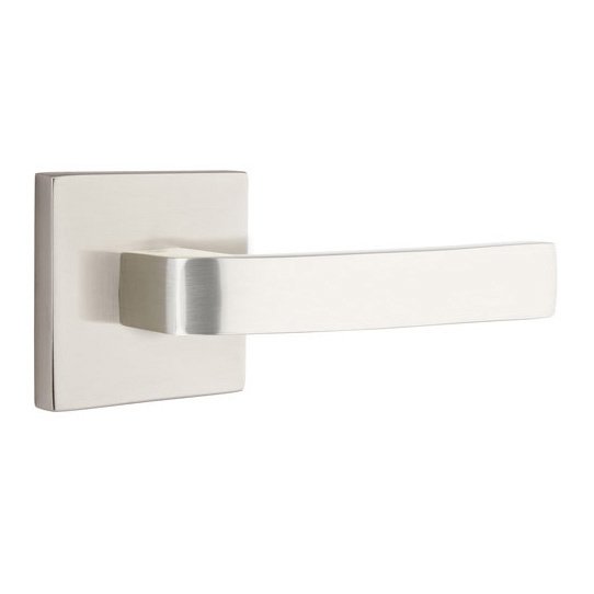 Emtek Privacy Breslin Right Handed Lever with Square Rose and Concealed Screws in Satin Nickel