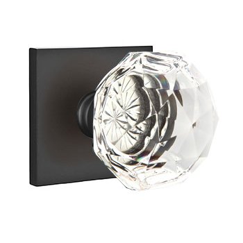 Emtek Diamond Privacy Door Knob and Square Rose with Concealed Screws in Flat Black