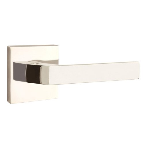 Emtek Privacy Dumont Right Handed Lever with Square Rose and Concealed Screws in Polished Nickel