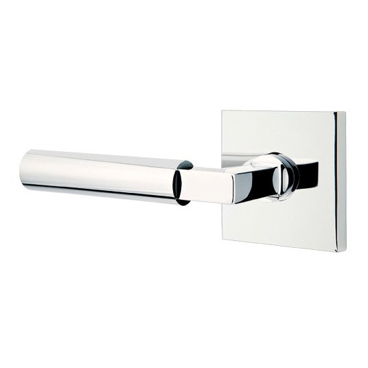 Emtek Privacy Hercules Left Handed Door Lever And Square Rose with Concealed Screws in Polished Chrome