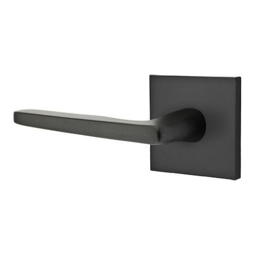 Emtek Privacy Hermes Left Handed Door Lever With Square Rose in Flat Black