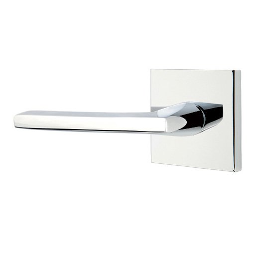 Emtek Privacy Helios Left Handed Door Lever And Square Rose with Concealed Screws in Polished Chrome