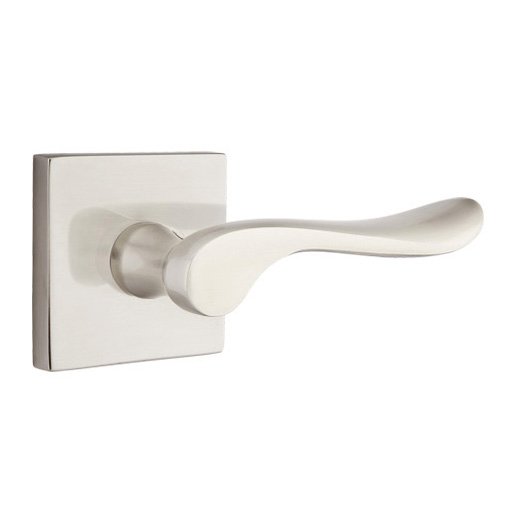 Emtek Privacy Luzern Right Handed Door Lever With Square Rose in Satin Nickel