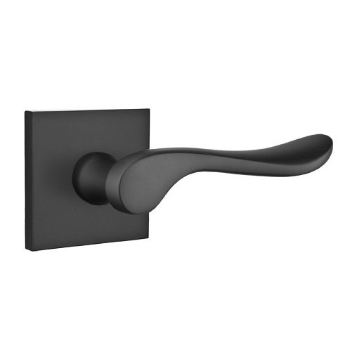 Emtek Privacy Luzern Right Handed Door Lever With Square Rose in Flat Black