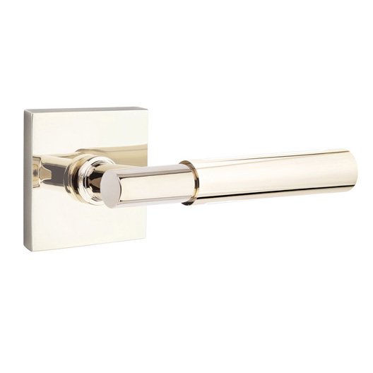 Emtek Privacy Myles Right Handed Lever with Square Rose in Polished Nickel