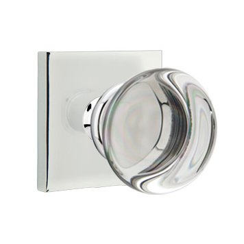 Emtek Providence Privacy Door Knob and Square Rose with Concealed Screws in Polished Chrome