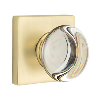 Emtek Providence Privacy Door Knob and Square Rose with Concealed Screws in Satin Brass