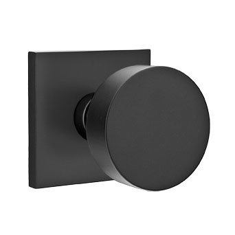 Emtek Privacy Round Door Knob With Square Rose in Flat Black