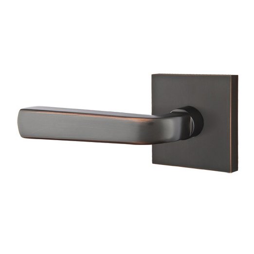 Emtek Privacy Sion Left Handed Door Lever With Square Rose in Oil Rubbed Bronze