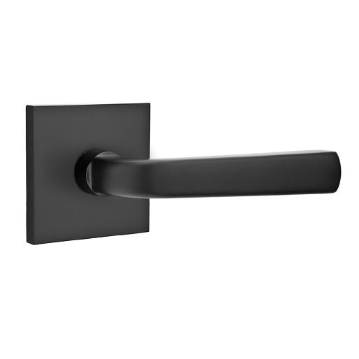 Emtek Privacy Sion Right Handed Door Lever With Square Rose in Flat Black