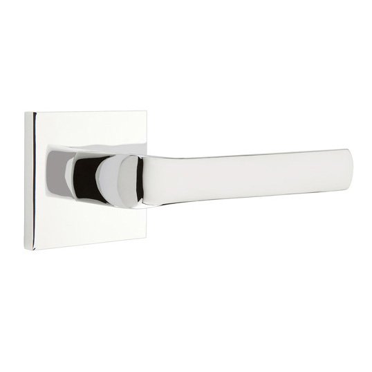 Emtek Privacy Spencer Right Handed Lever with Square Rose and Concealed Screws in Polished Chrome